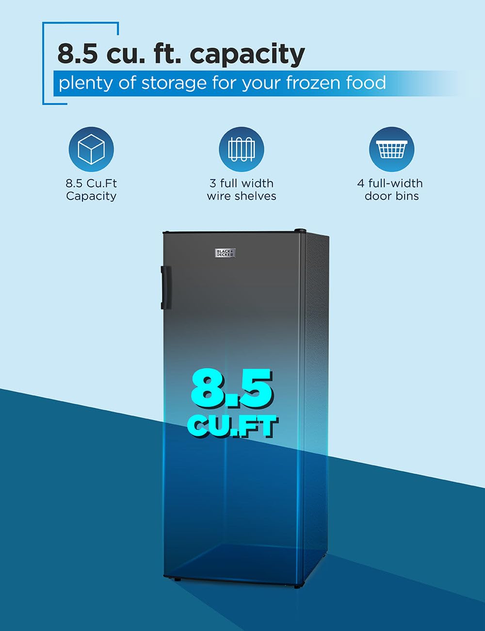 BLACK+DECKER Compact Freezer for Home Storage