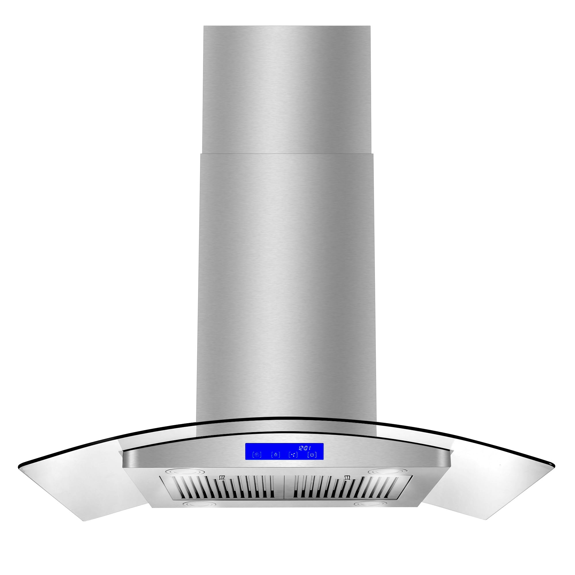 380 CFM Island Mount Range Hood with Glass Visor