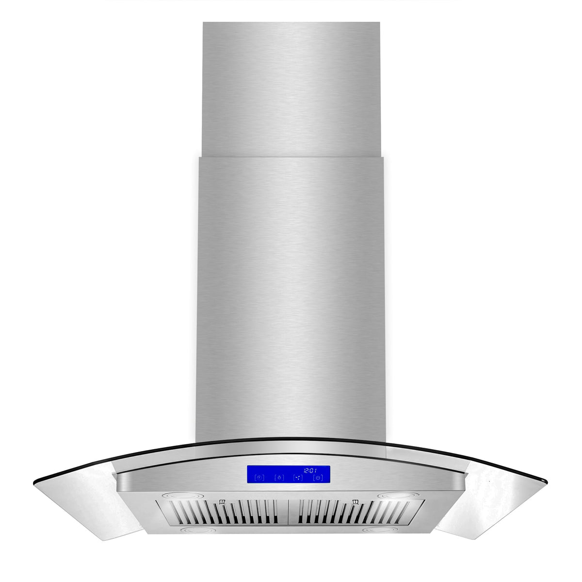 380 CFM Island Mount Range Hood with Glass Visor