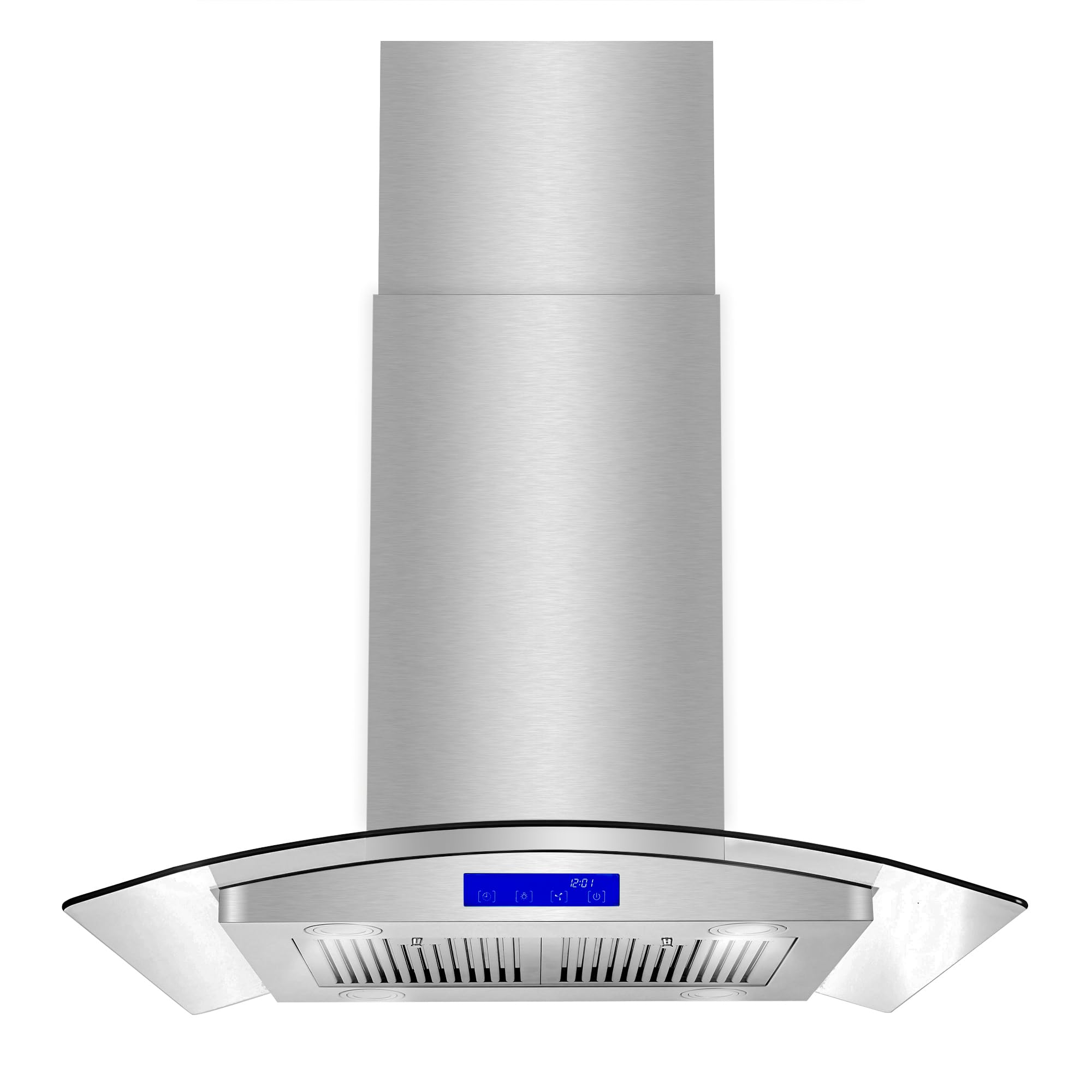 380 CFM Island Mount Range Hood with Glass Visor