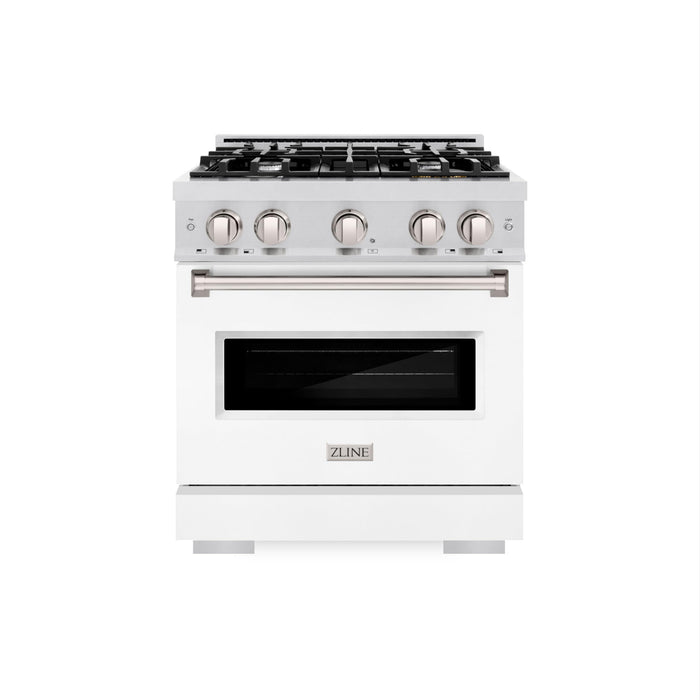 ZLINE 30-Inch Classic Gas Range with White Matte Door