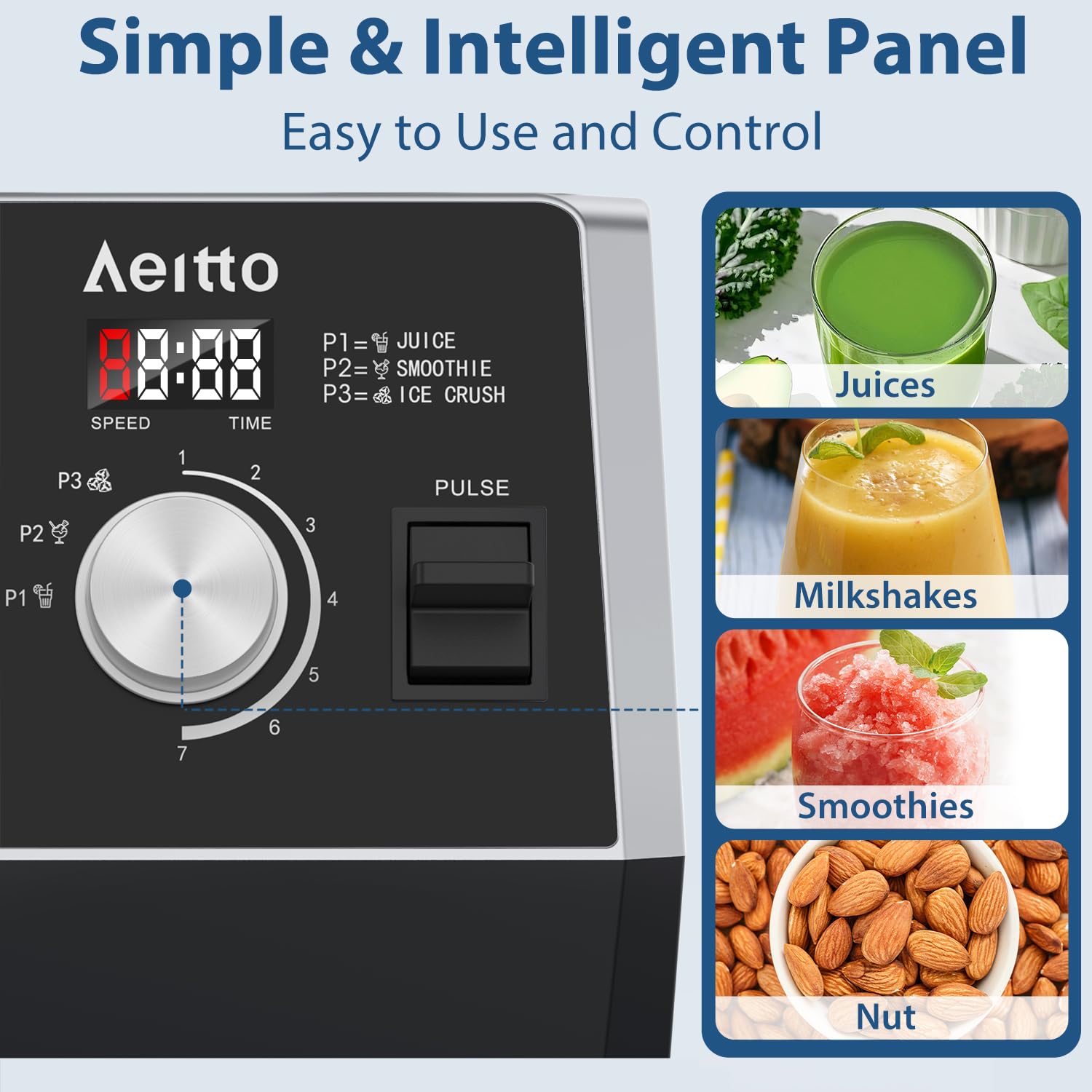 Aeitto Professional Countertop Blender for Smoothies
