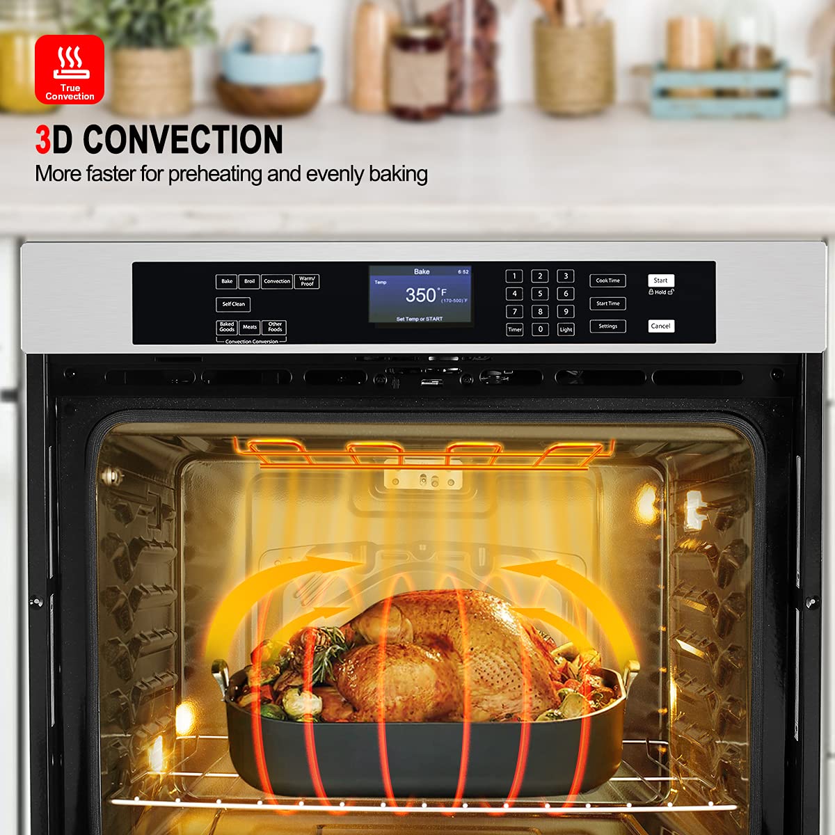 24-Inch Built-In Electric Wall Oven with Digital Controls