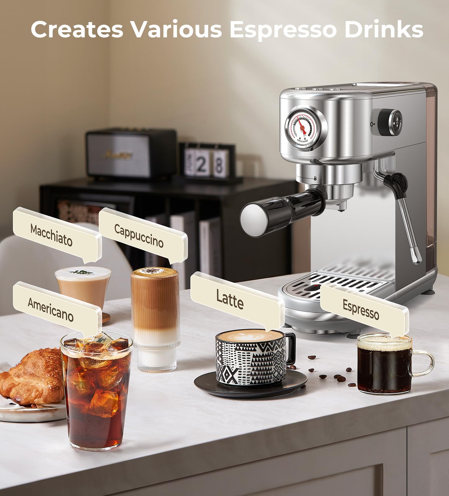 Atatix Espresso Machine with Milk Frother for Home