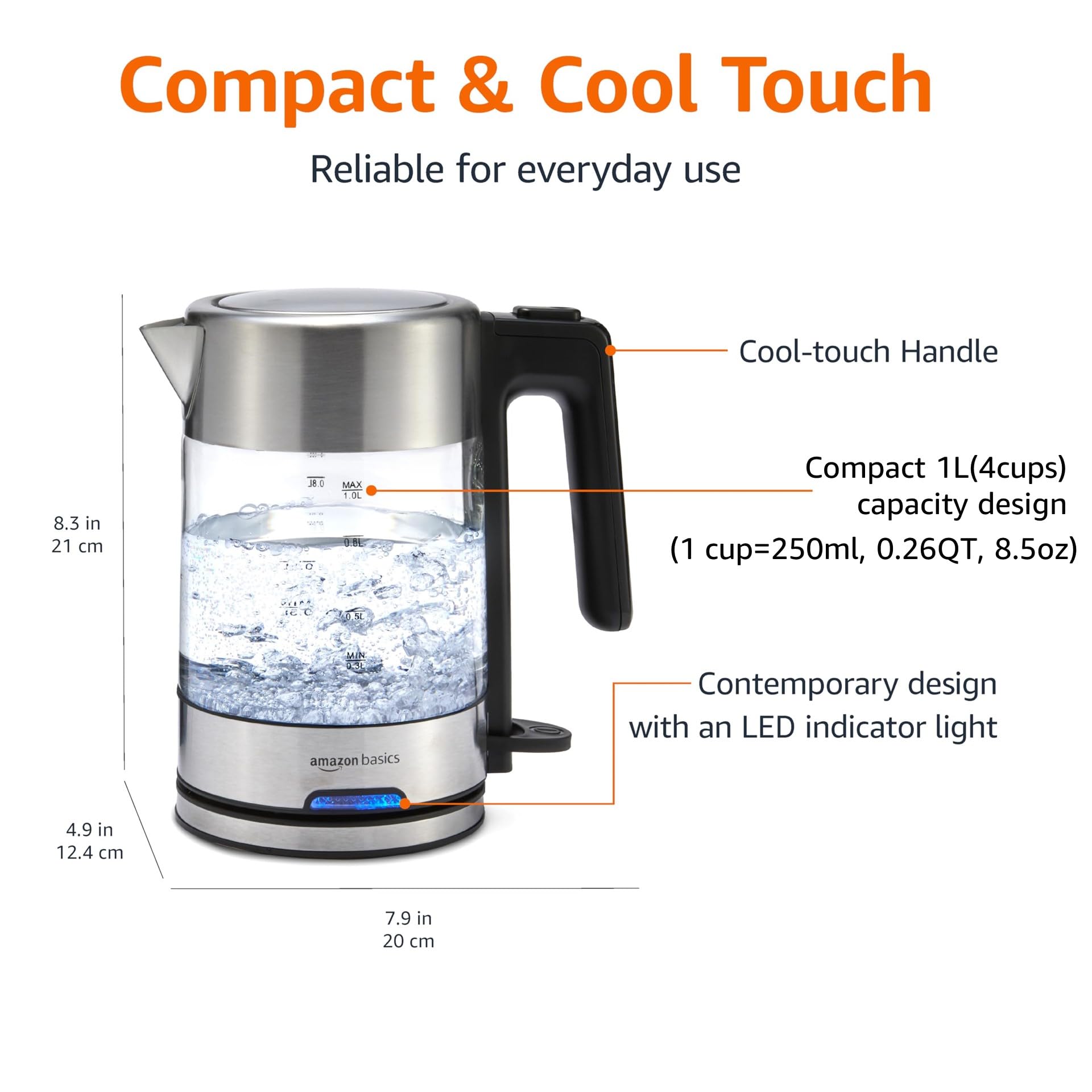 Amazon Basics Electric Kettle for Fast Boiling