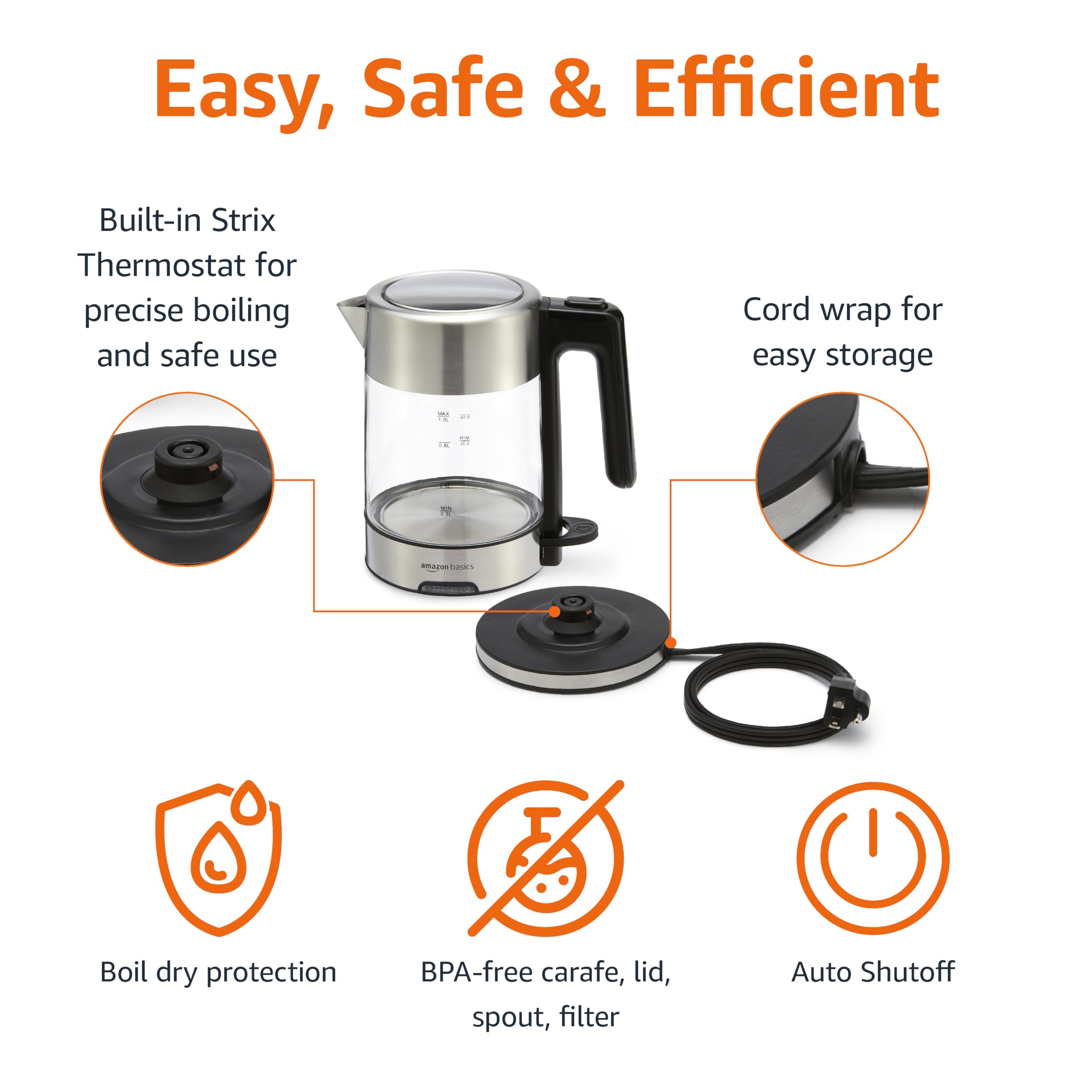 Amazon Basics Electric Kettle for Fast Boiling