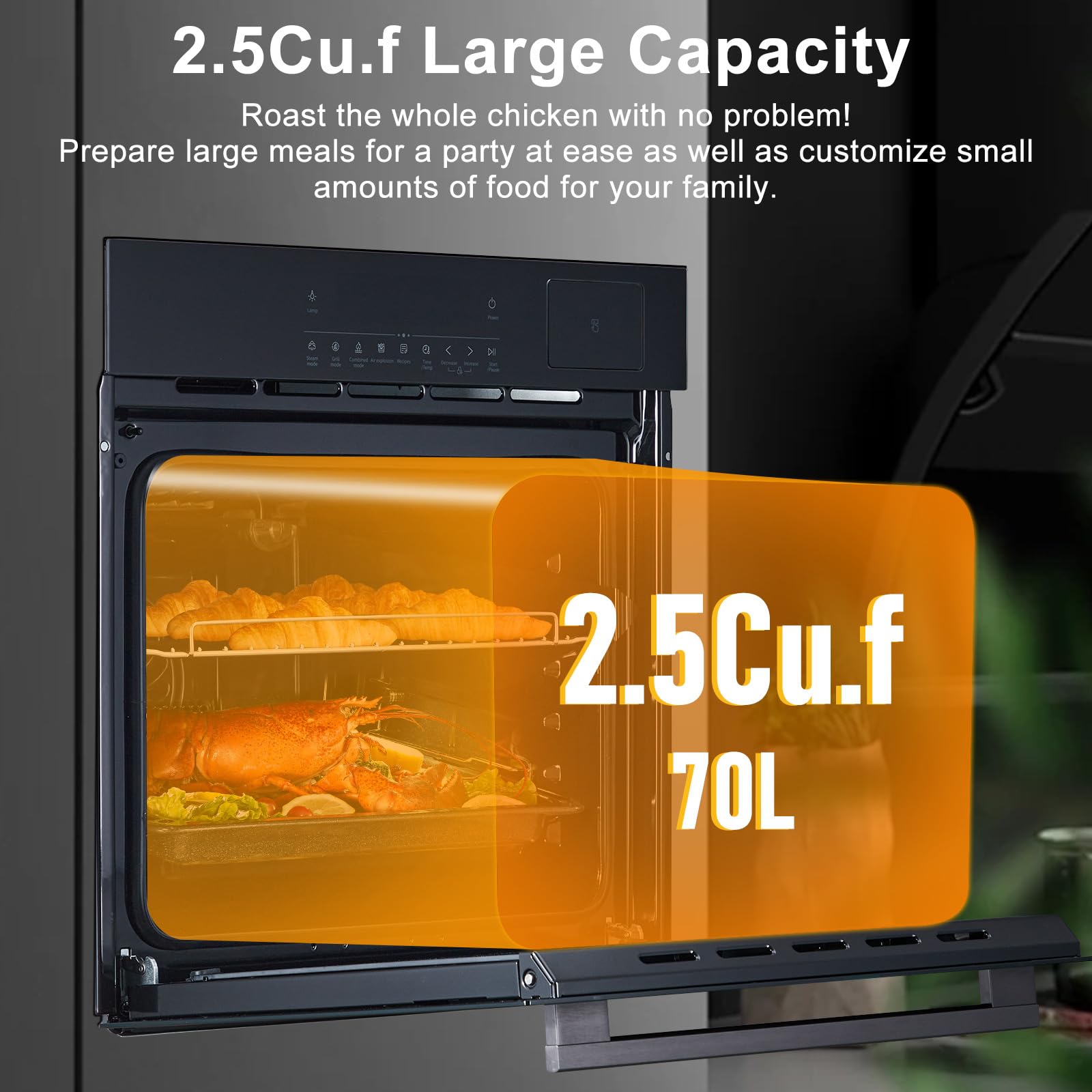 24-Inch Built-In Electric Wall Oven with Steam and Air Fry