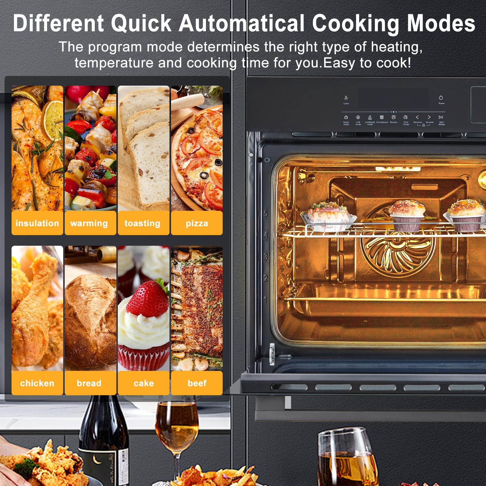 24-Inch Built-In Electric Wall Oven with Steam and Air Fry