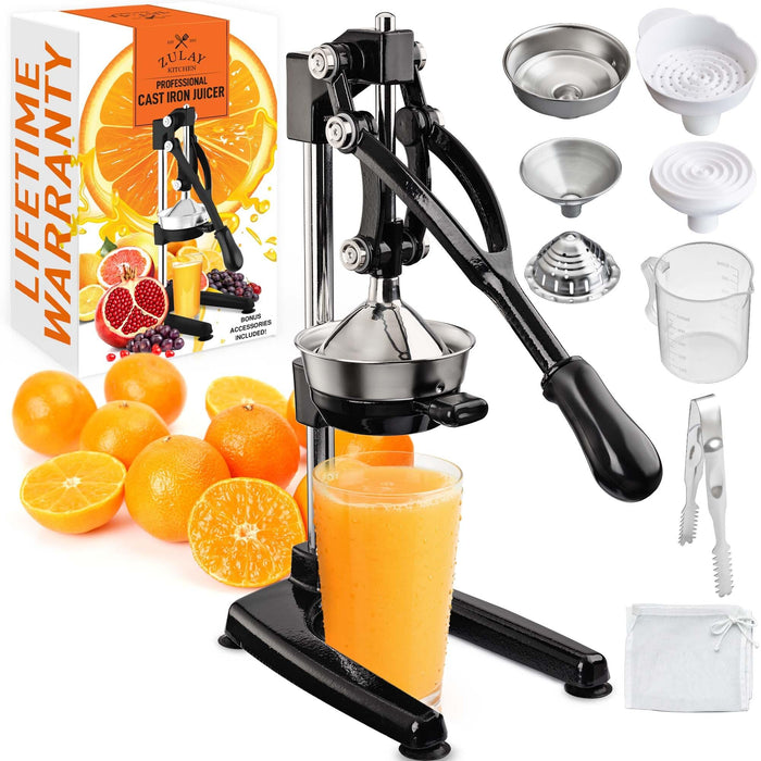 Zulay Kitchen Cast Iron Manual Citrus Juicer Press